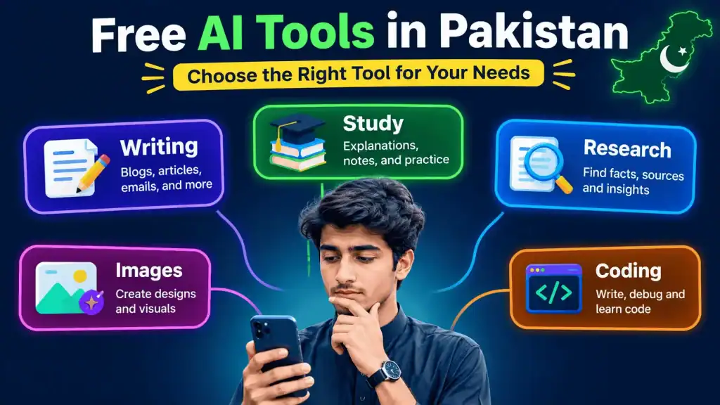 Free AI tools that work in Pakistan by category